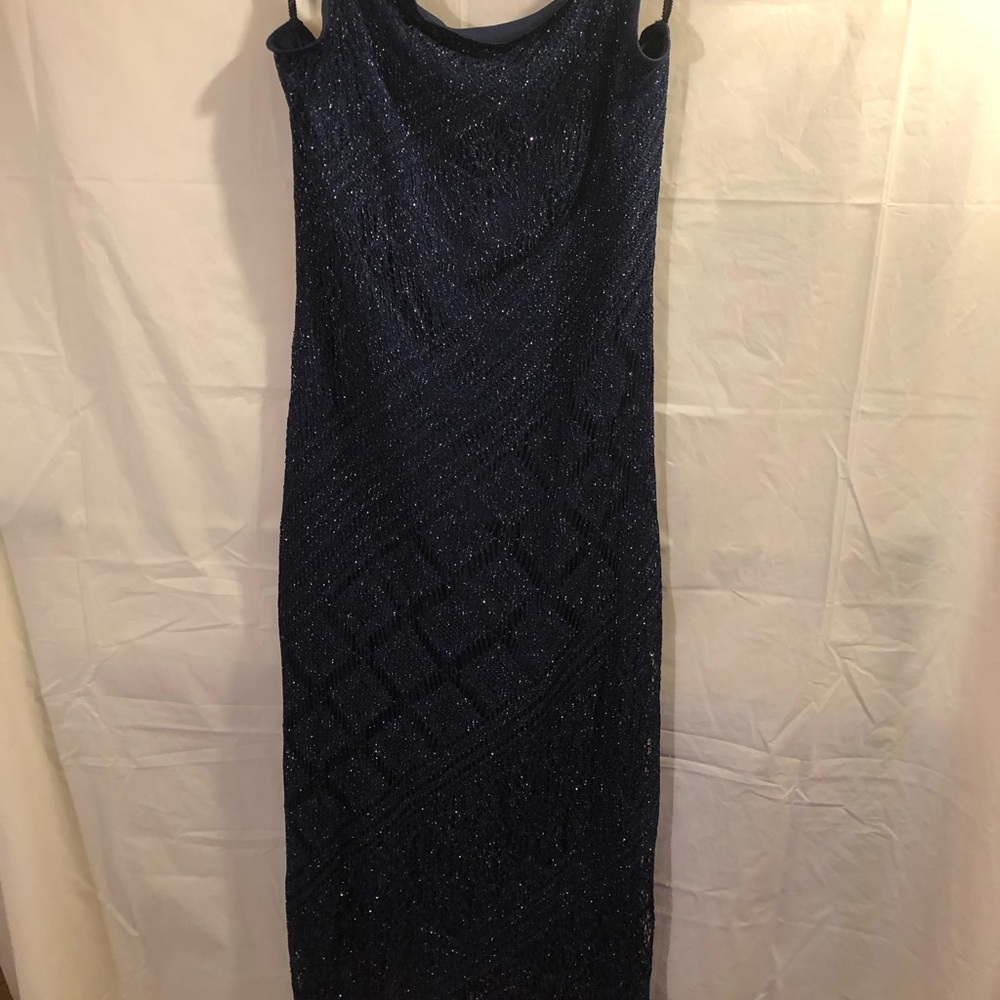 Dark Blue Sparkly crochet overlay dress from early 2000
